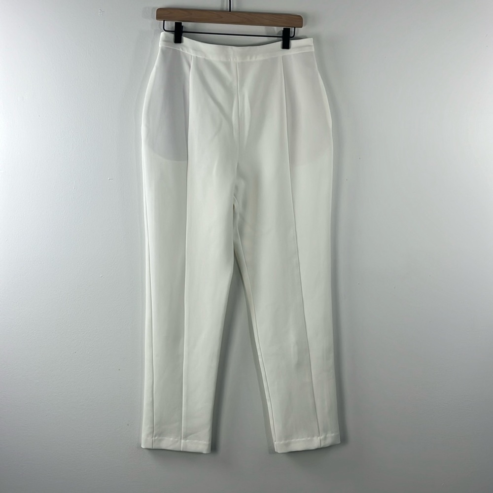 Black Halo Womens White Crop Straight Leg Pants Size 10